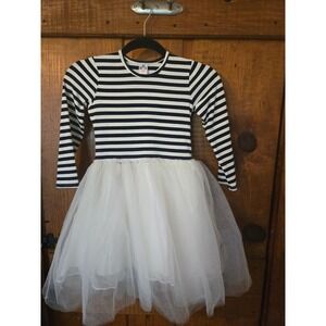 NWT - MIA BELLE - Girls Navy White Striped Tutu Dress Long Sleeve Size 6Y/6X